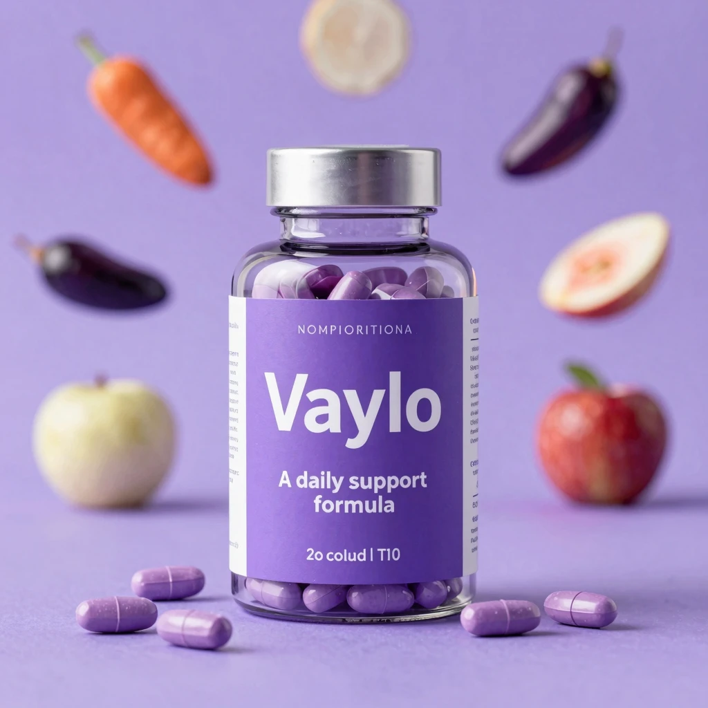 Stylized glass bottle representing the Vaylo daily support formula