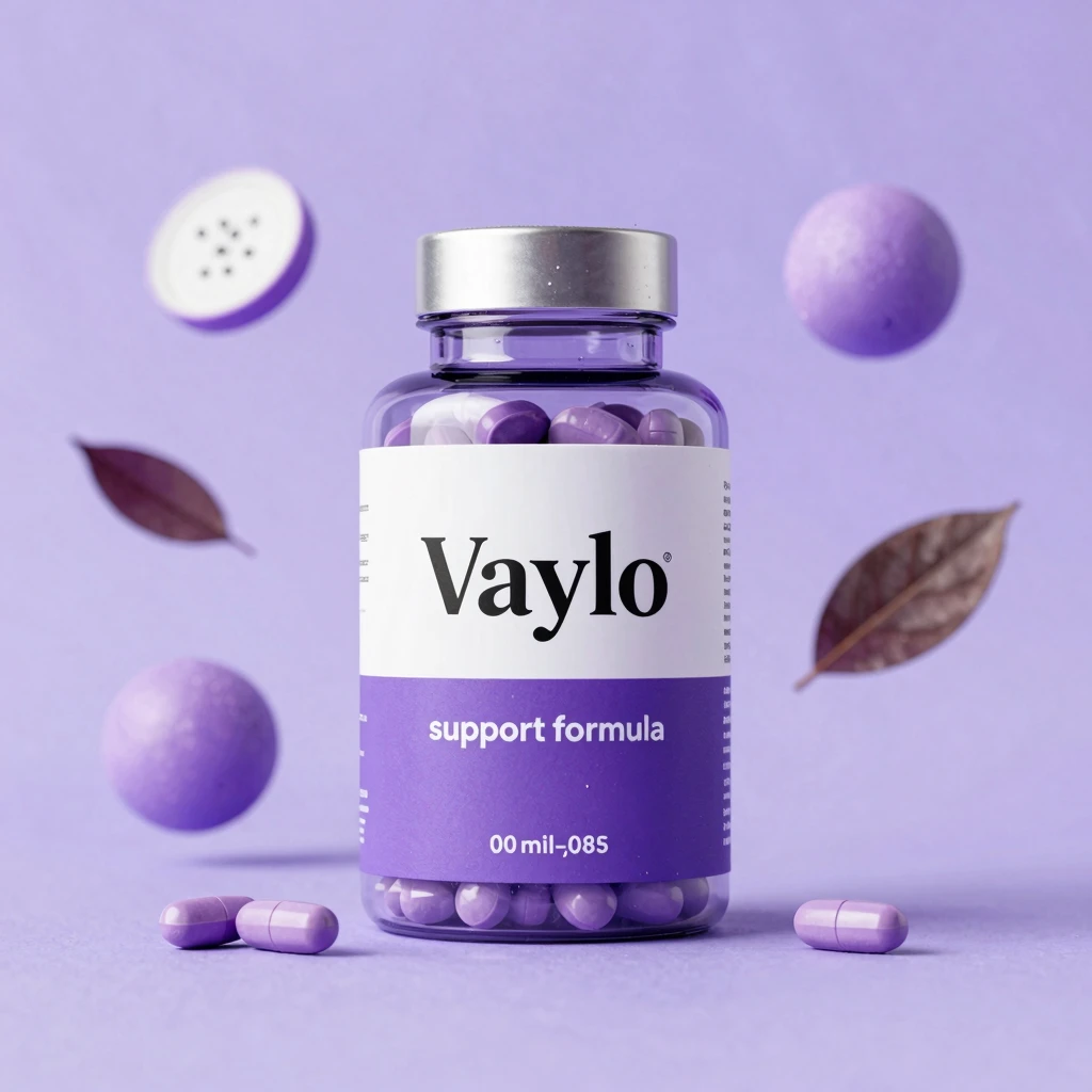 Minimal line illustration of the Vaylo bottle in a soft gradient frame